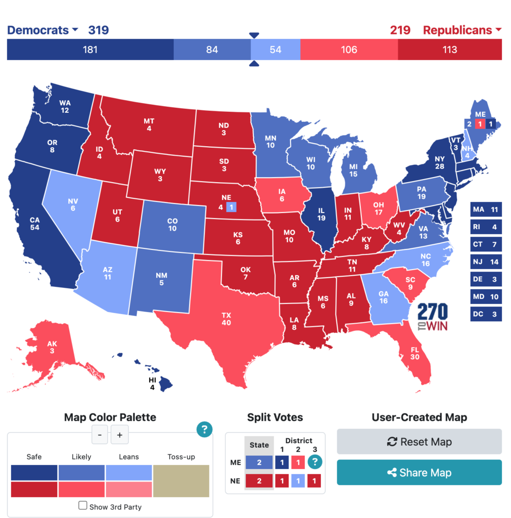 319 electoral votes.jpg 1011x1024 - Two Months to Go Until Nov. 5: Will American Democracy Survive?